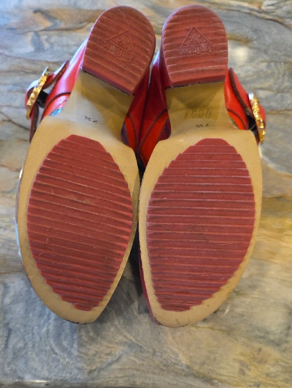 John Fluevog Red Floral Mary Jane Heels - Picture 7 of 7